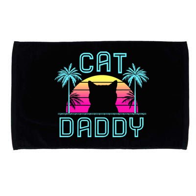 Cat Daddy Dad fathers day retro cat papa Microfiber Hand Towel