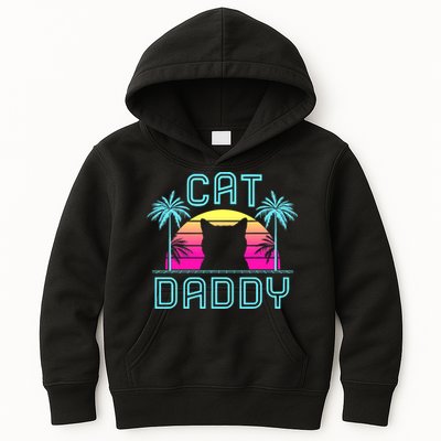 Cat Daddy Dad fathers day retro cat papa Kids Hoodie
