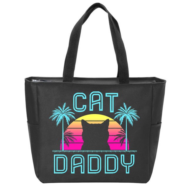 Cat Daddy Dad fathers day retro cat papa Zip Tote Bag