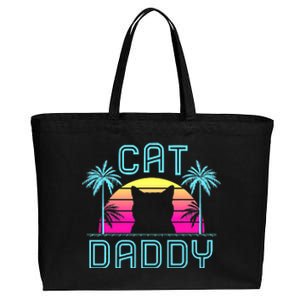 Cat Daddy Dad fathers day retro cat papa Cotton Canvas Jumbo Tote