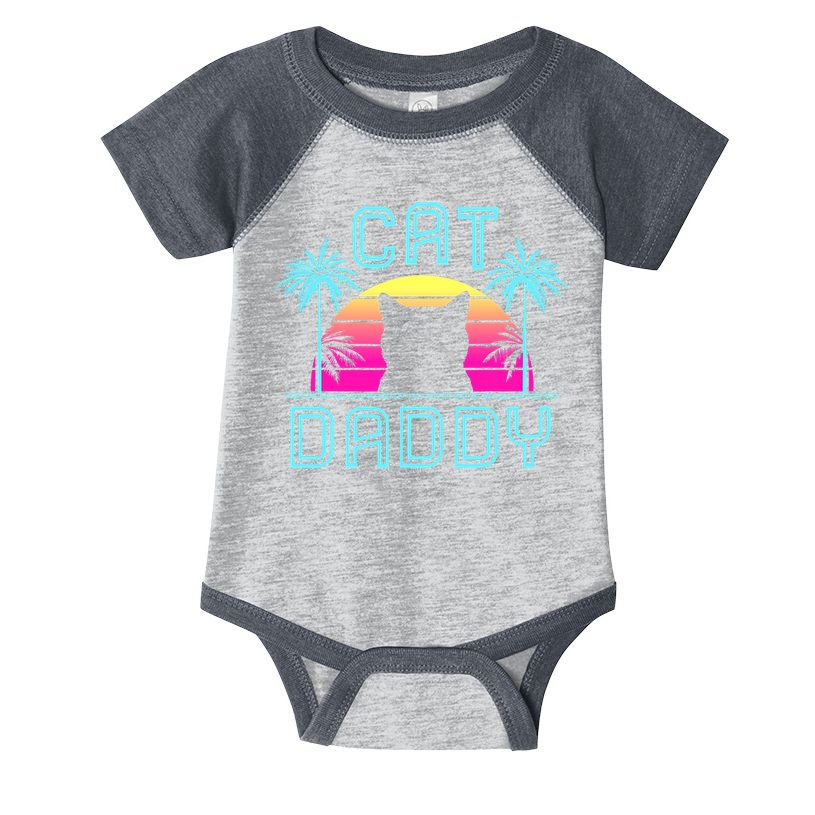Cat Daddy Dad fathers day retro cat papa Infant Baby Jersey Bodysuit