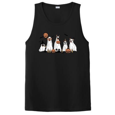 Cute Dog Dressed As Ghost Halloween Funny Boo Dog Lov Funny Gift PosiCharge Competitor Tank