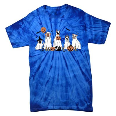 Cute Dog Dressed As Ghost Halloween Funny Boo Dog Lov Funny Gift Tie-Dye T-Shirt