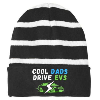 Cool Dads Drive EVs Drive EVs EV Life Funny Electric Vehicle Striped Beanie with Solid Band