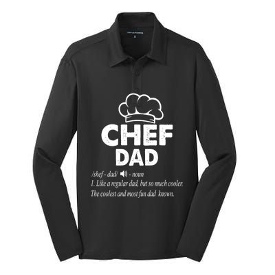 Chef Dad Definition Cooking Fathers Day Gift Funny Gift Silk Touch Performance Long Sleeve Polo