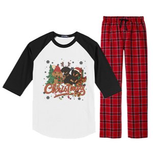 Cute Dachshund Dogs Christmas Sweater Xmas Funny Gift For Pet Dog Gift Raglan Sleeve Pajama Set