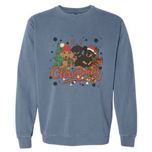 Cute Dachshund Dogs Christmas Sweater Xmas Funny Gift For Pet Dog Gift Garment-Dyed Sweatshirt