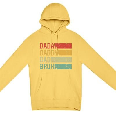 Cute Dada Daddy Dad Bruh Fathers Day Vintage Funny Father Premium Pullover Hoodie