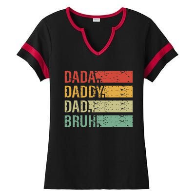 Cute Dada Daddy Dad Bruh Fathers Day Vintage Funny Father Ladies Halftime Notch Neck Tee