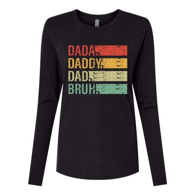 Cute Dada Daddy Dad Bruh Fathers Day Vintage Funny Father Womens Cotton Relaxed Long Sleeve T-Shirt