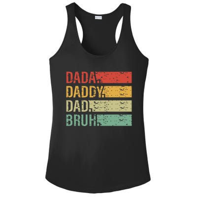 Cute Dada Daddy Dad Bruh Fathers Day Vintage Funny Father Ladies PosiCharge Competitor Racerback Tank