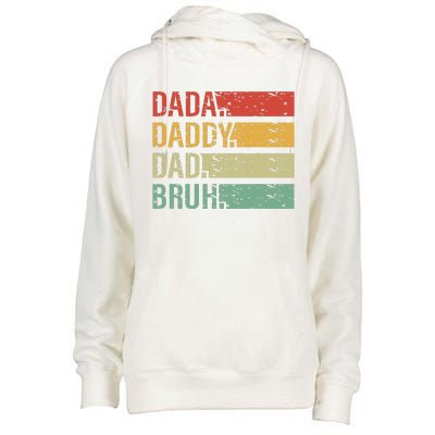 Cute Dada Daddy Dad Bruh Fathers Day Vintage Funny Father Womens Funnel Neck Pullover Hood