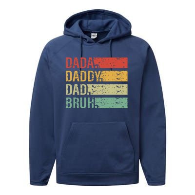 Cute Dada Daddy Dad Bruh Fathers Day Vintage Funny Father Performance Fleece Hoodie