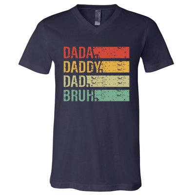 Cute Dada Daddy Dad Bruh Fathers Day Vintage Funny Father V-Neck T-Shirt