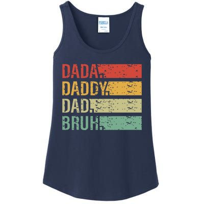 Cute Dada Daddy Dad Bruh Fathers Day Vintage Funny Father Ladies Essential Tank