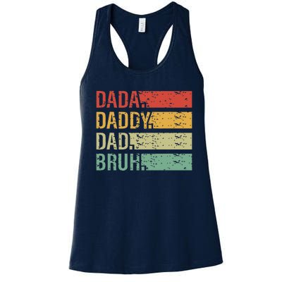 Cute Dada Daddy Dad Bruh Fathers Day Vintage Funny Father Women's Racerback Tank