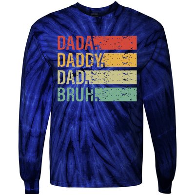 Cute Dada Daddy Dad Bruh Fathers Day Vintage Funny Father Tie-Dye Long Sleeve Shirt