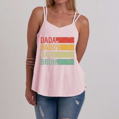 Cute Dada Daddy Dad Bruh Fathers Day Vintage Funny Father Women's Strappy Tank