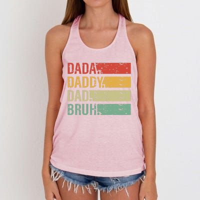 Cute Dada Daddy Dad Bruh Fathers Day Vintage Funny Father Women's Knotted Racerback Tank