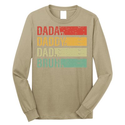 Cute Dada Daddy Dad Bruh Fathers Day Vintage Funny Father Long Sleeve Shirt