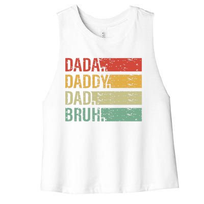 Cute Dada Daddy Dad Bruh Fathers Day Vintage Funny Father Women's Racerback Cropped Tank