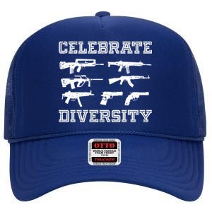 Celebrate Diversity Different Gun Gift Gun Lovers Gift Funny Gift High Crown Mesh Back Trucker Hat