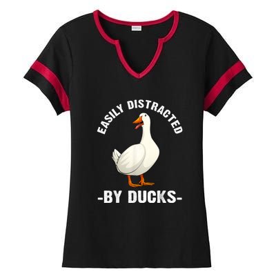 Cute Duck Design Aquatic Bird Duck Lovers Ladies Halftime Notch Neck Tee