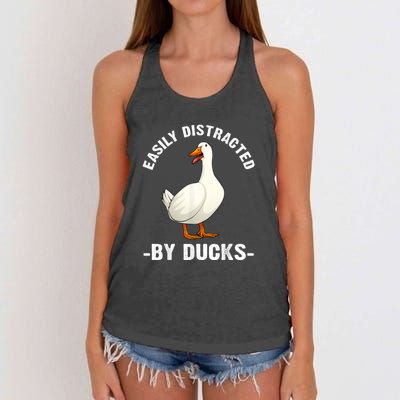 Cute Duck Design Aquatic Bird Duck Lovers Women's Knotted Racerback Tank