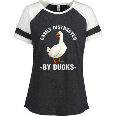 Cute Duck Design Aquatic Bird Duck Lovers Enza Ladies Jersey Colorblock Tee