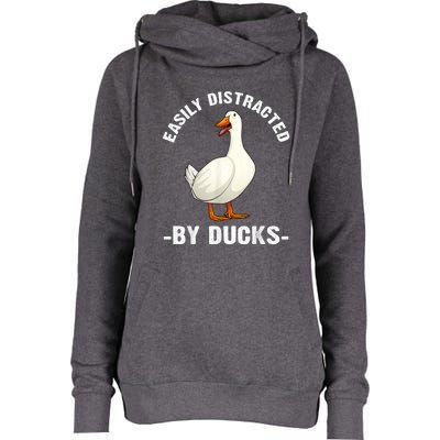 Cute Duck Design Aquatic Bird Duck Lovers Womens Funnel Neck Pullover Hood