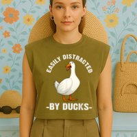 Cute Duck Design Aquatic Bird Duck Lovers Garment-Dyed Women's Muscle Tee