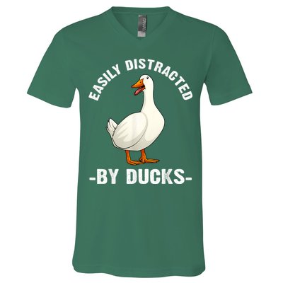 Cute Duck Design Aquatic Bird Duck Lovers V-Neck T-Shirt
