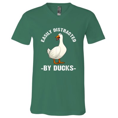 Cute Duck Design Aquatic Bird Duck Lovers V-Neck T-Shirt