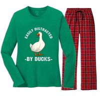 Cute Duck Design Aquatic Bird Duck Lovers Women's Long Sleeve Flannel Pajama Set 