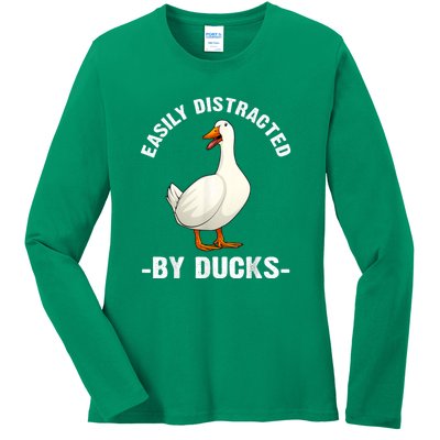 Cute Duck Design Aquatic Bird Duck Lovers Ladies Long Sleeve Shirt