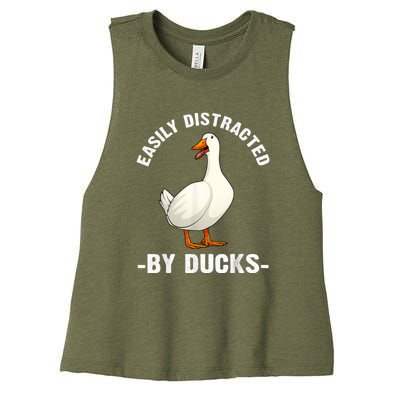 Cute Duck Design Aquatic Bird Duck Lovers Women's Racerback Cropped Tank