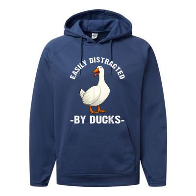 Cute Duck Design Aquatic Bird Duck Lovers Performance Fleece Hoodie