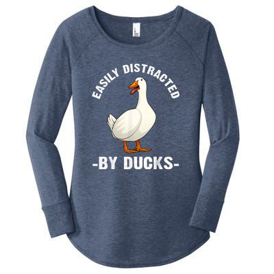 Cute Duck Design Aquatic Bird Duck Lovers Women's Perfect Tri Tunic Long Sleeve Shirt