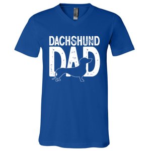 Cute Dachshund Dog Dad Puppy Lover Father Gift V-Neck T-Shirt