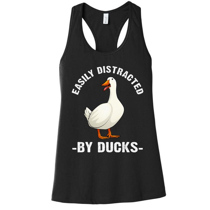 Cute Duck Design For Aquatic Bird Duck Lovers Women's Racerback Tank