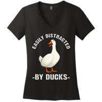 Cute Duck Design For Aquatic Bird Duck Lovers Women's V-Neck T-Shirt