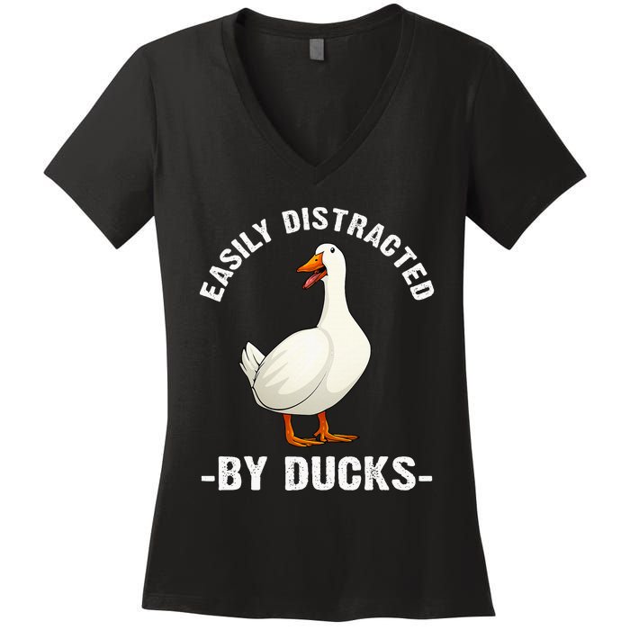 Cute Duck Design For Aquatic Bird Duck Lovers Women's V-Neck T-Shirt