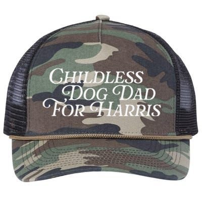 Childless Dog Dad For Harris Walz 2024 Kamala Vote President Retro Rope Trucker Hat Cap