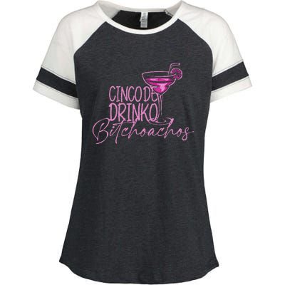 Cinco De Drinko Bitchachos Enza Ladies Jersey Colorblock Tee