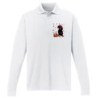 Cute Dachshund Dog Valentines Day Gifts Puppy Heart Flowers Performance Long Sleeve Polo