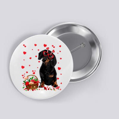 Cute Dachshund Dog Valentines Day Gifts Puppy Heart Flowers Button