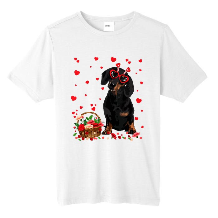 Cute Dachshund Dog Valentines Day Gifts Puppy Heart Flowers Tall Fusion ChromaSoft Performance T-Shirt