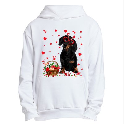 Cute Dachshund Dog Valentines Day Gifts Puppy Heart Flowers Urban Pullover Hoodie