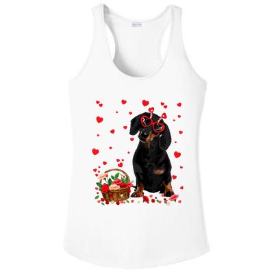 Cute Dachshund Dog Valentines Day Gifts Puppy Heart Flowers Ladies PosiCharge Competitor Racerback Tank