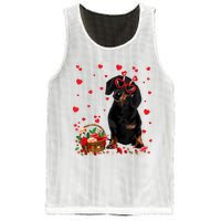 Cute Dachshund Dog Valentines Day Gifts Puppy Heart Flowers Mesh Reversible Basketball Jersey Tank